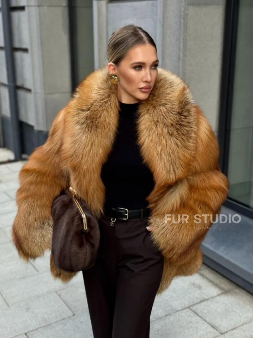 Шуба из лисы - рыжая