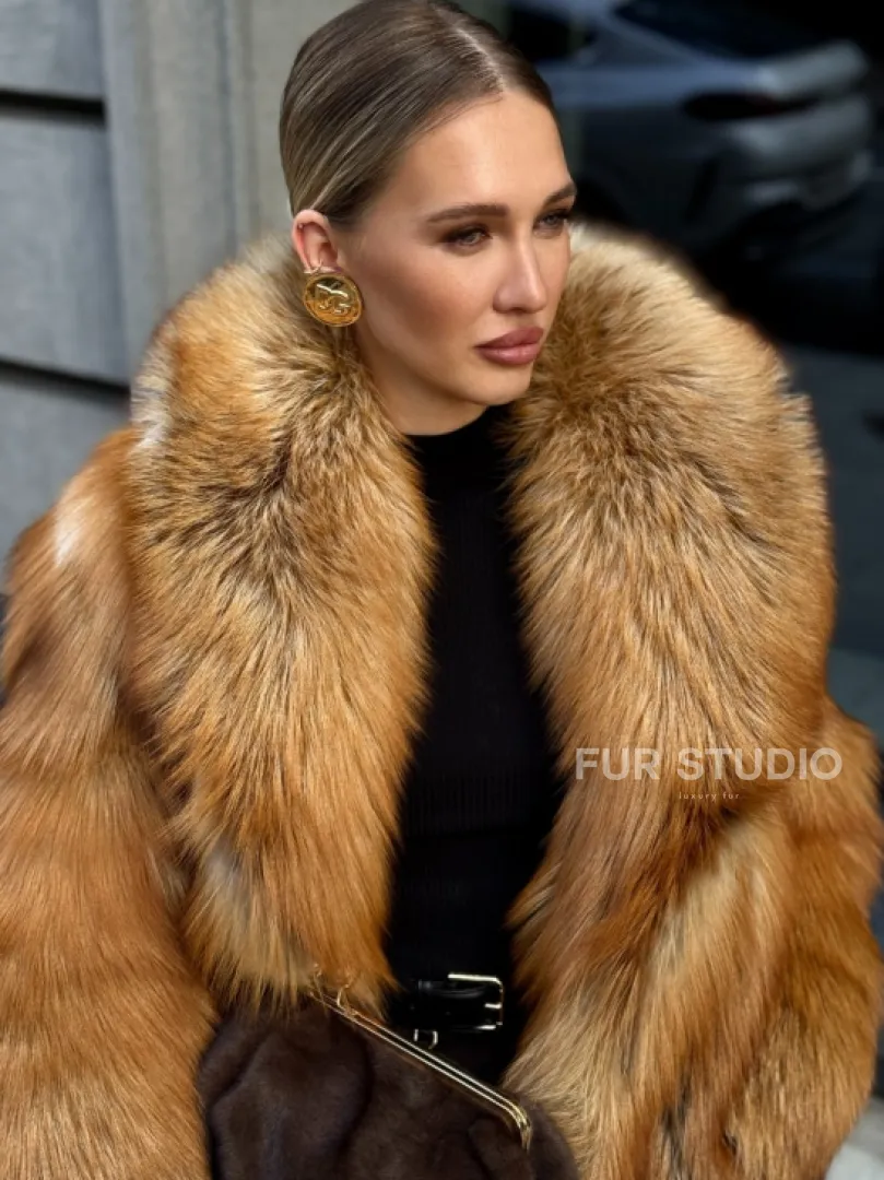 Шуба из лисы - рыжая