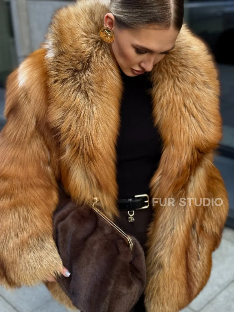 Шуба из лисы - рыжая