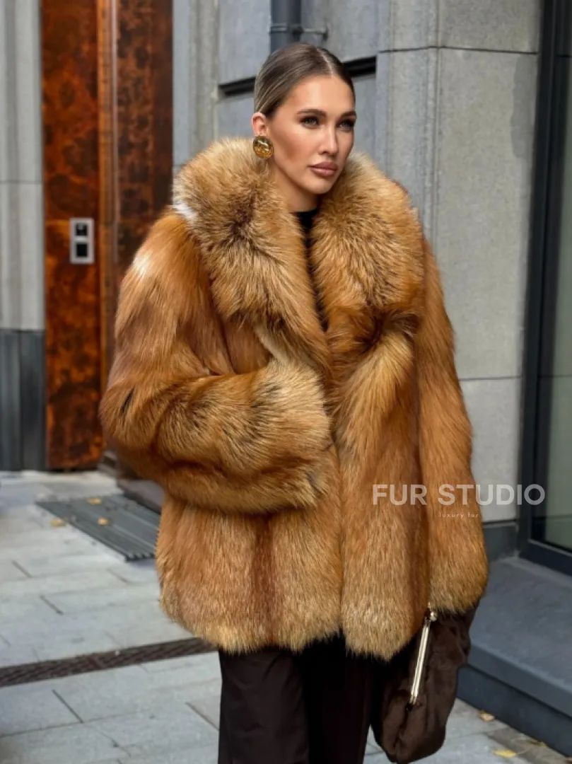 Шуба из лисы - рыжая