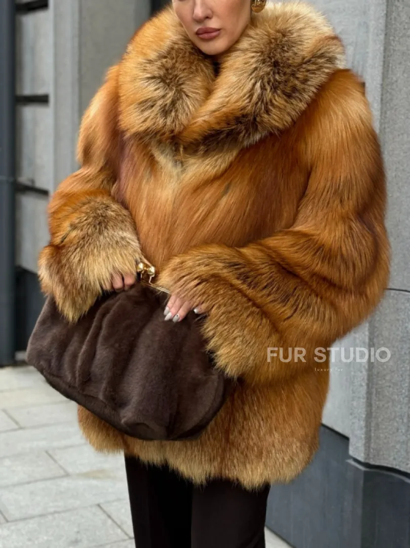 Шуба из лисы - рыжая