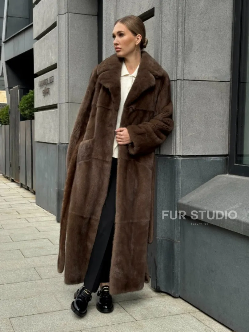 Норковая шуба - цвет соболь