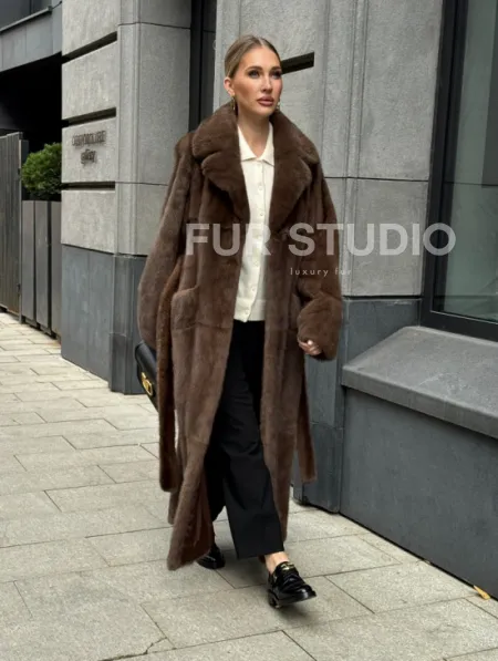 Норковая шуба - цвет соболь - фото 15