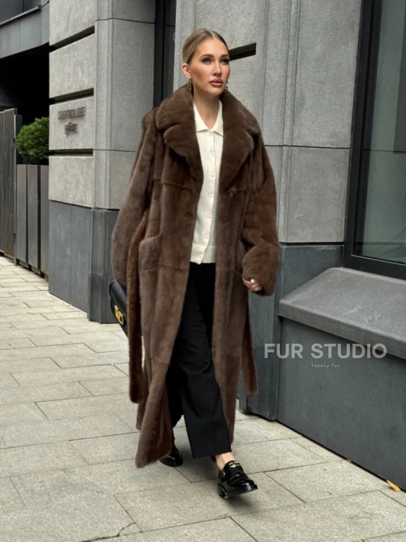 Норковая шуба - цвет соболь