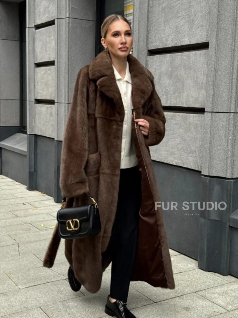 Норковая шуба - цвет соболь