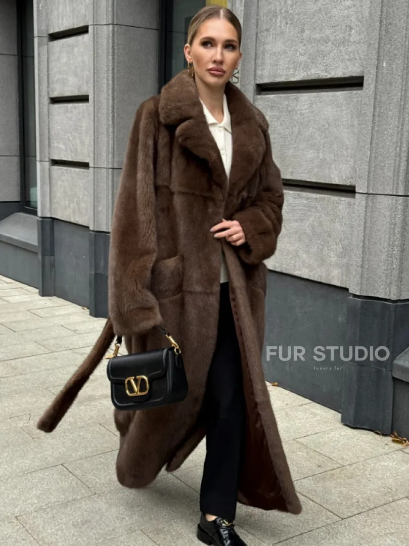 Норковая шуба - цвет соболь