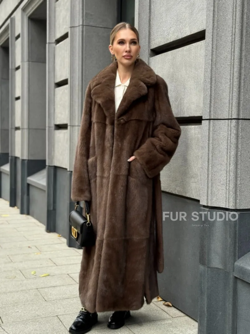 Норковая шуба - цвет соболь