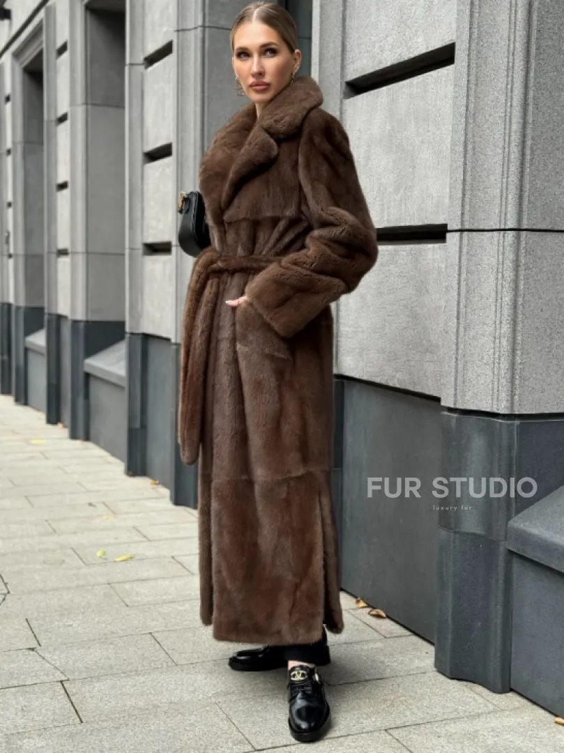 Норковая шуба - цвет соболь