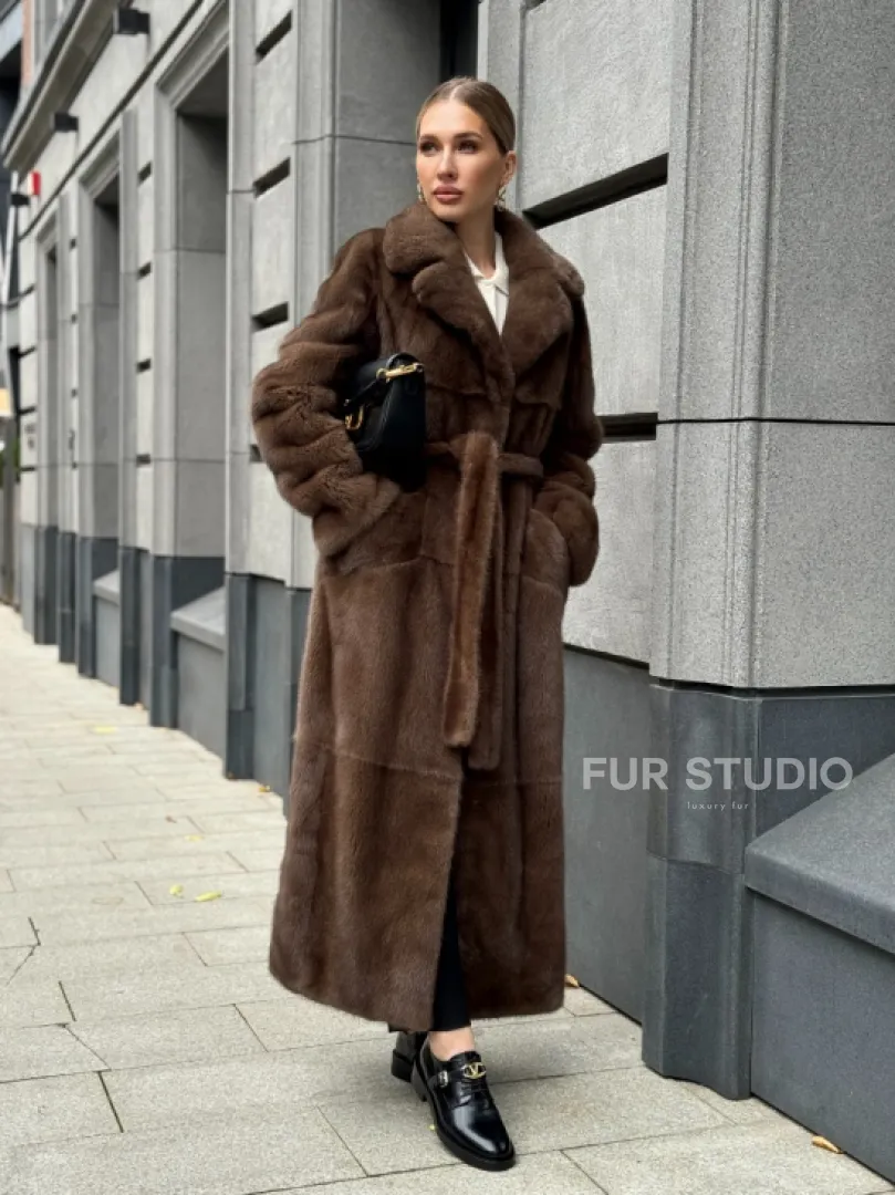 Норковая шуба - цвет соболь