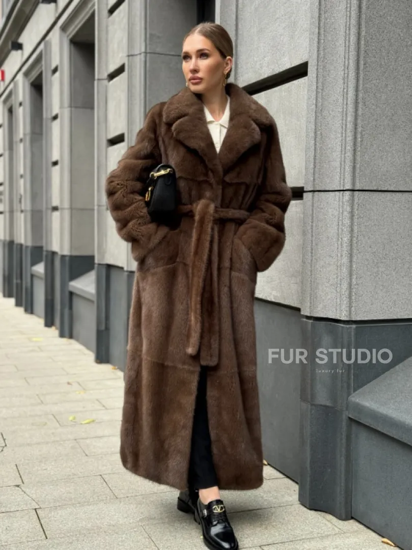 Норковая шуба - цвет соболь