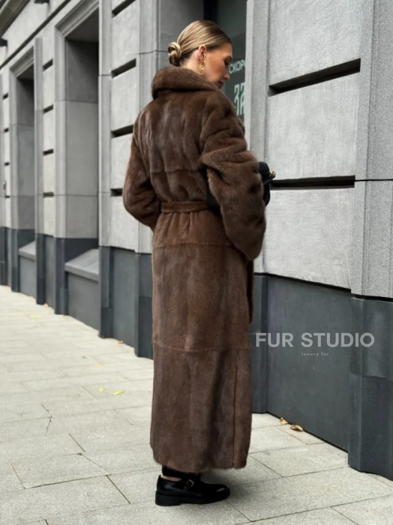 Норковая шуба - цвет соболь