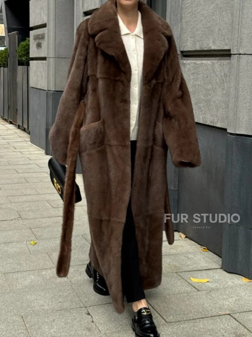 Норковая шуба - цвет соболь