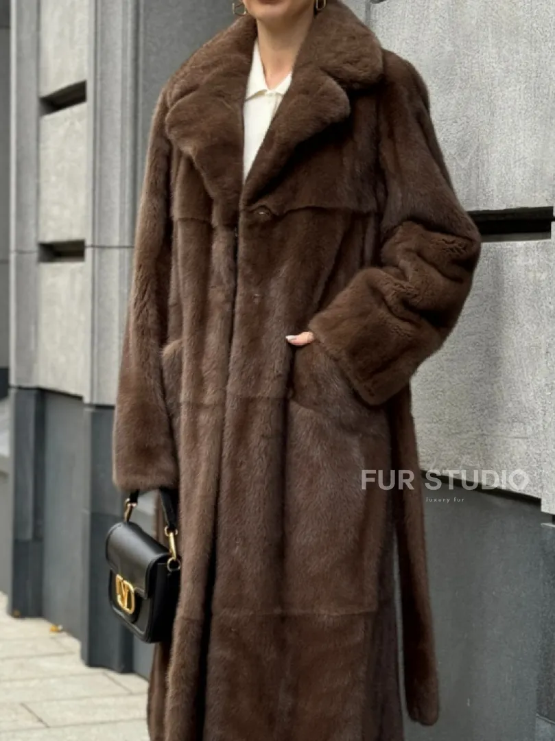 Норковая шуба - цвет соболь