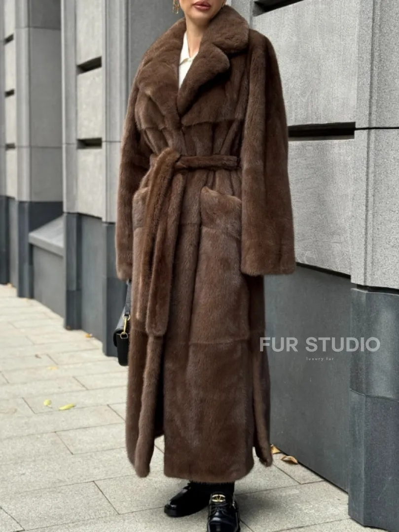 Норковая шуба - цвет соболь