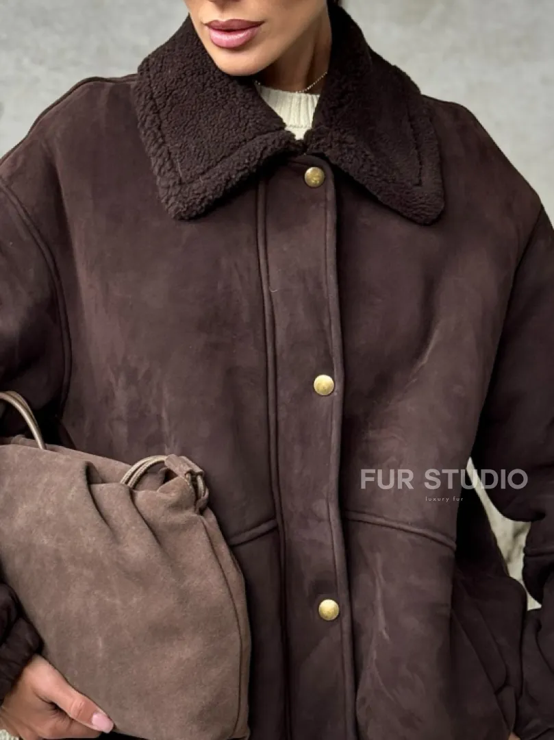 Дубленка бомбер женская