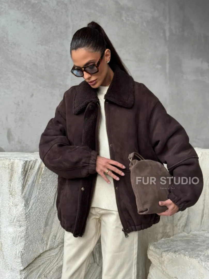 Дубленка бомбер женская