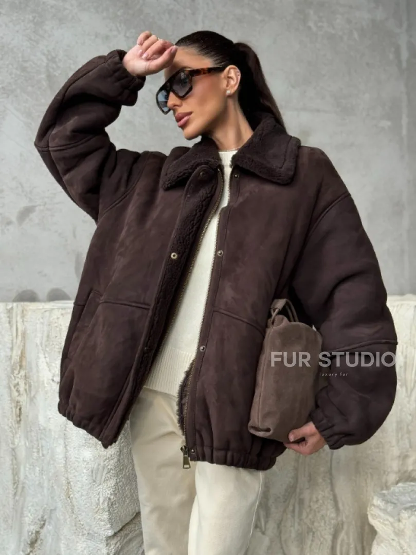 Дубленка бомбер женская