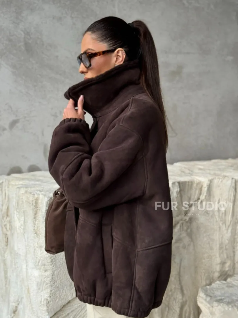 Дубленка бомбер женская