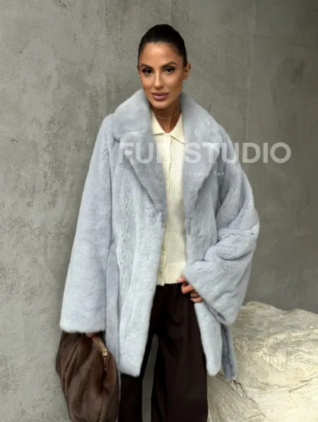 Полушубок из голубой норки - фото 10