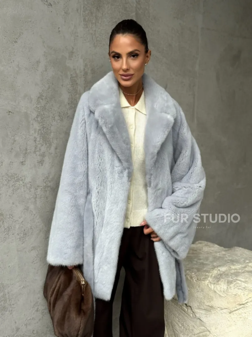 Полушубок из голубой норки