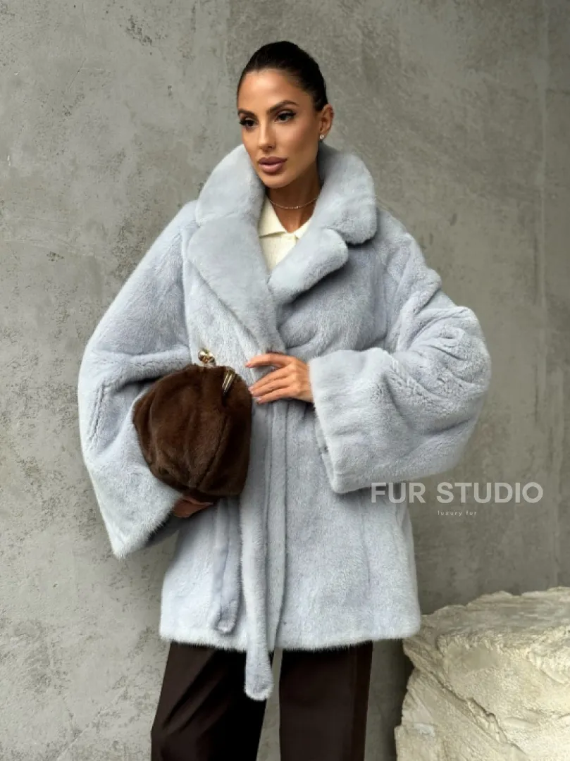 Полушубок из голубой норки