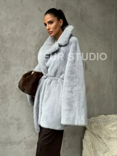 Полушубок из голубой норки - фото 8