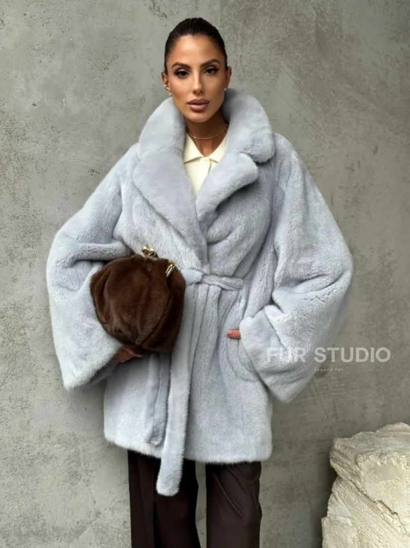 Полушубок из голубой норки