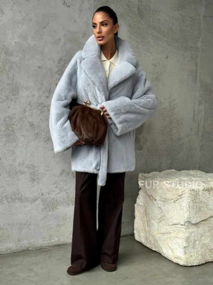 Полушубок из голубой норки