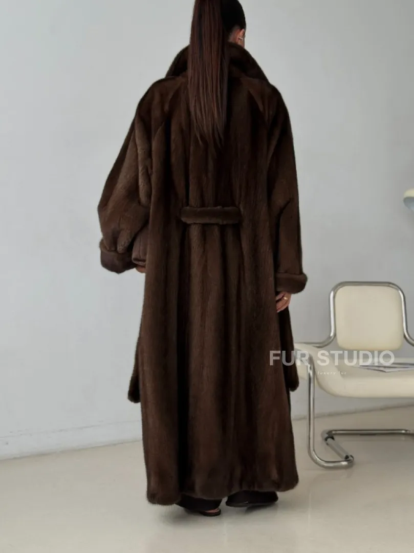 Длинная норковая шуба