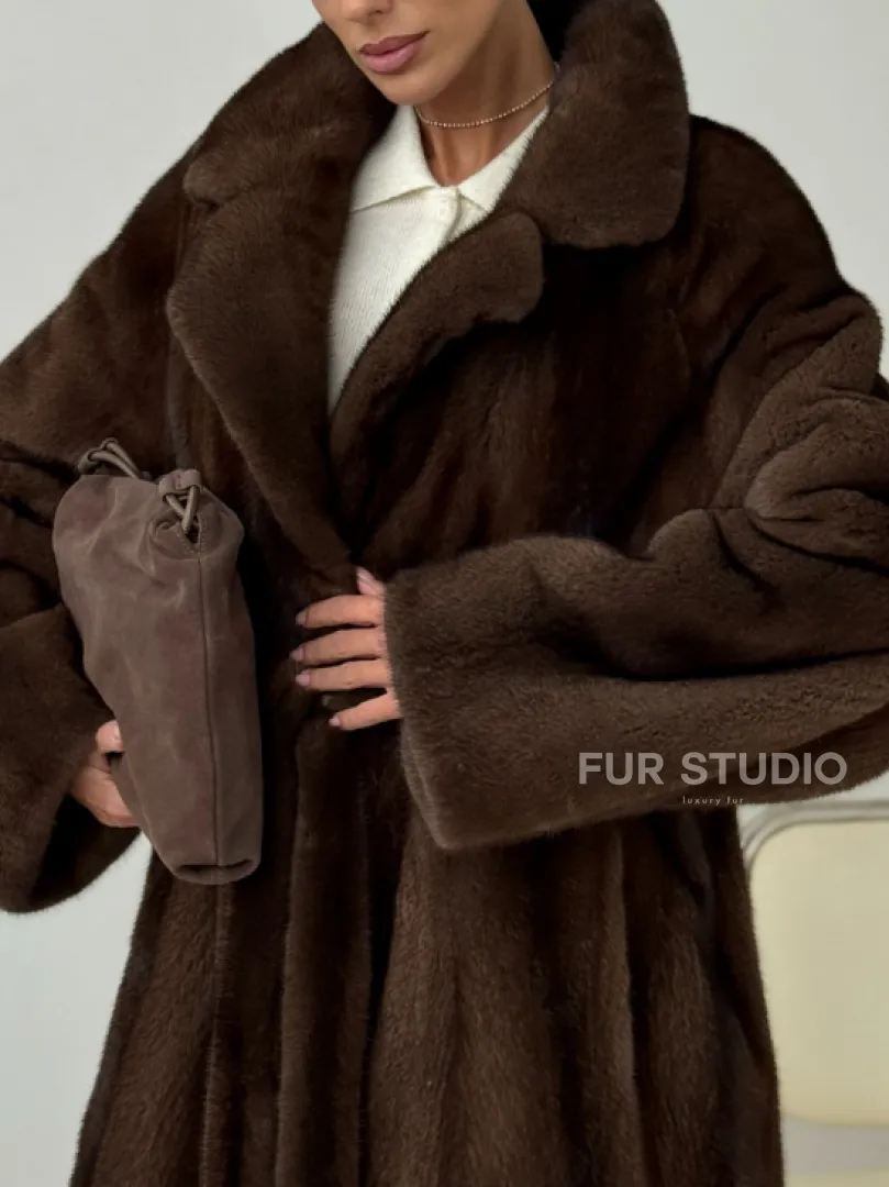 Длинная норковая шуба