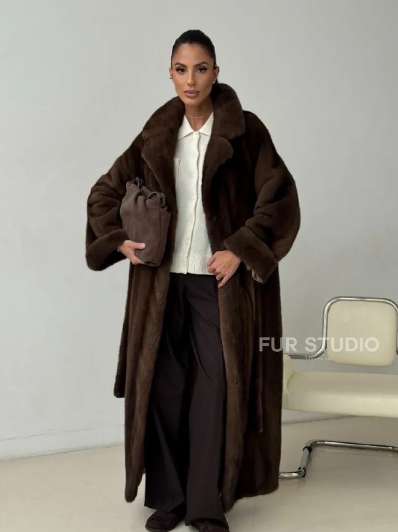 Длинная норковая шуба