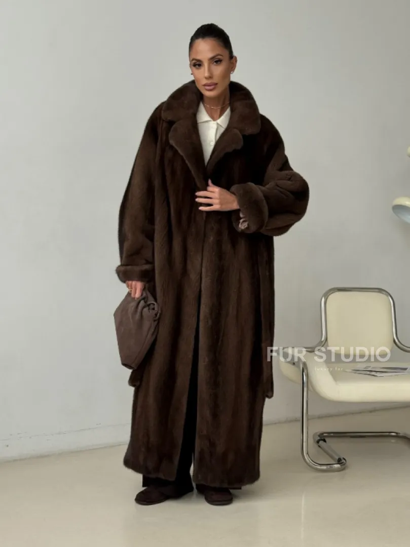 Длинная норковая шуба