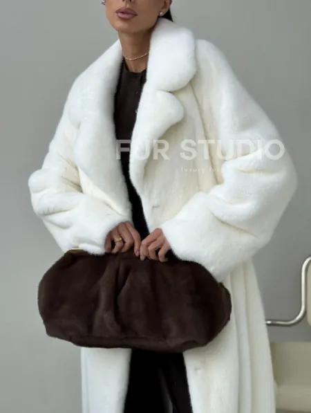 Белая длинная норковая шуба - фото 3