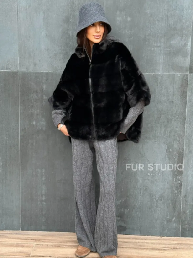 Черная норковая кофта