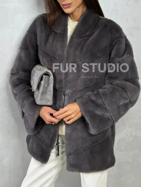 Норковый полушубок - графит - фото 1