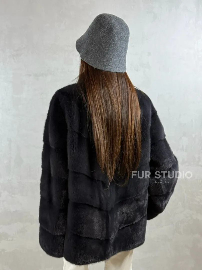 Полушубок норковый - темный графит