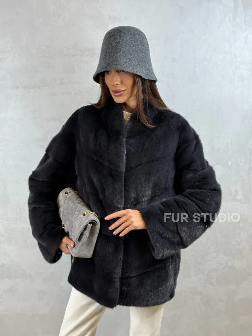 Полушубок норковый - темный графит