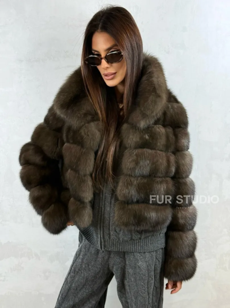 Короткая шуба из баргузинского соболя