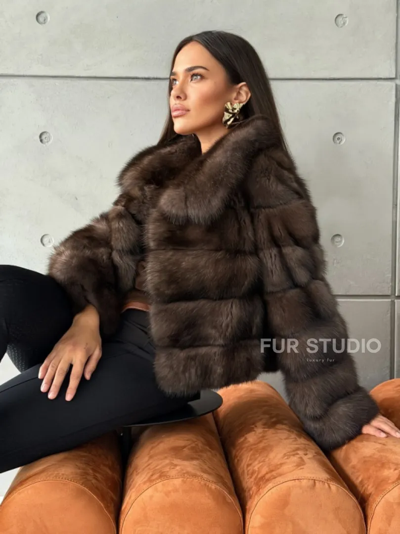 Короткая шуба из баргузинского соболя