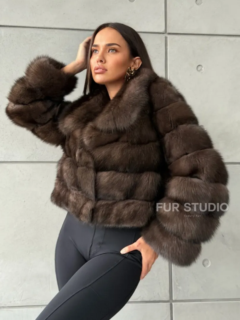 Короткая шуба из баргузинского соболя