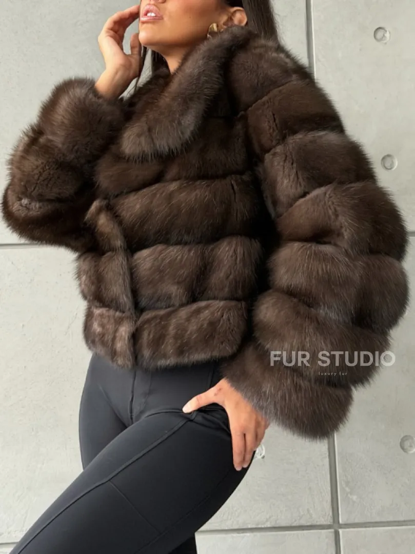 Короткая шуба из баргузинского соболя