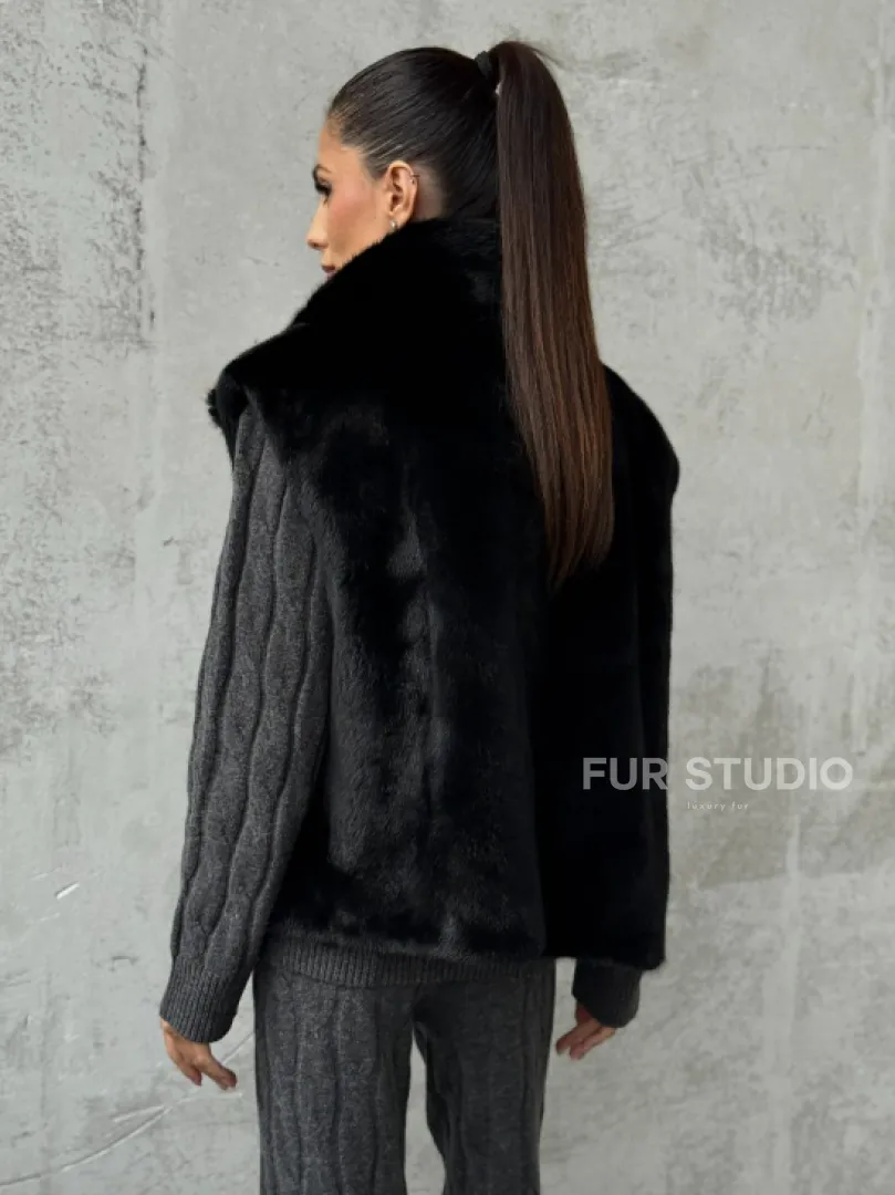 Черная норковая жилетка
