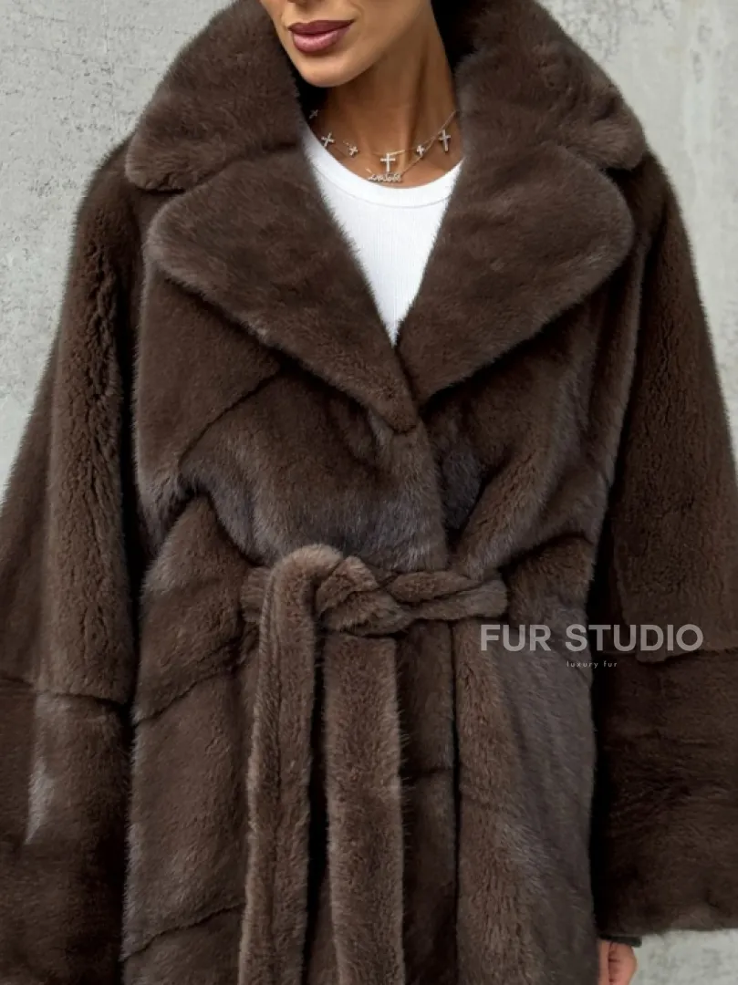 Полушубок норковый с английским воротником - летучка