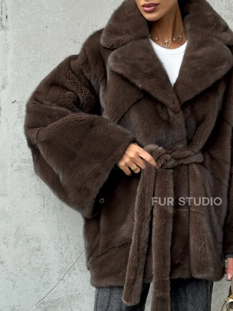 Полушубок норковый с английским воротником - летучка