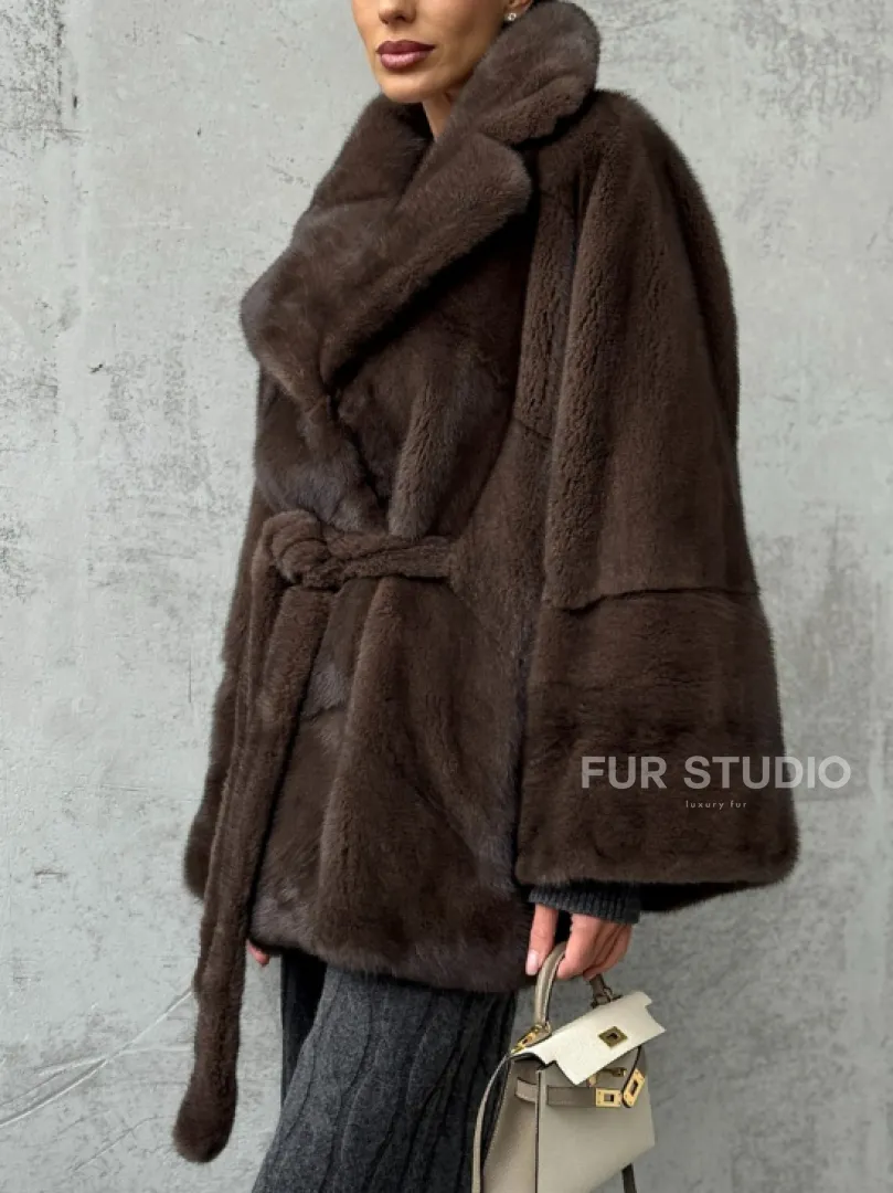 Полушубок норковый с английским воротником - летучка