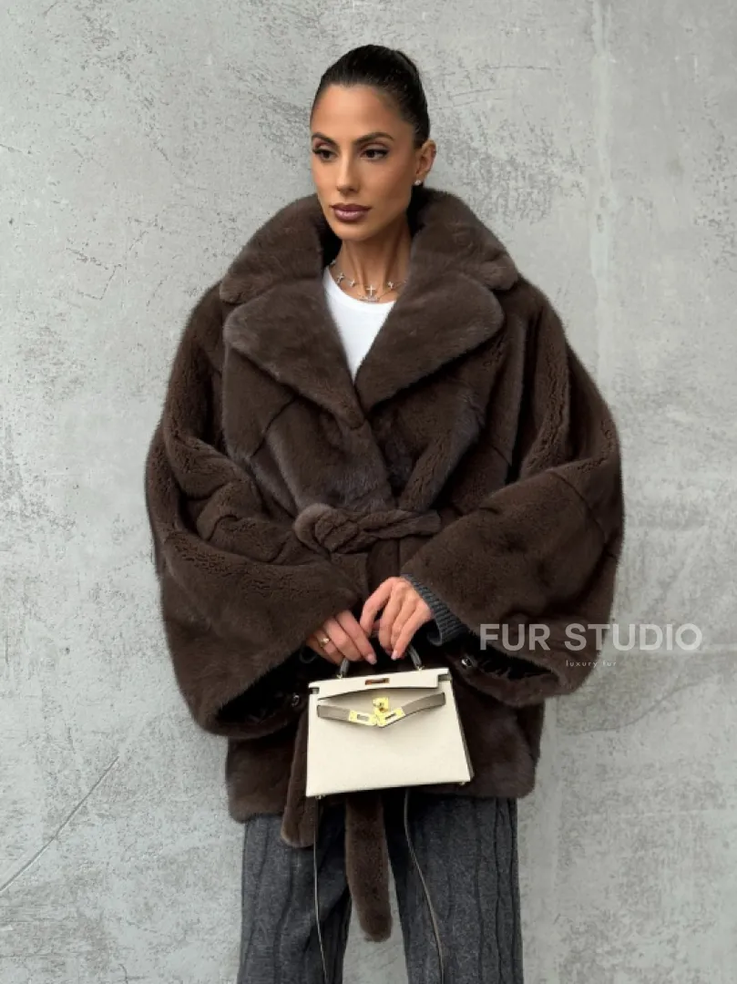 Полушубок норковый с английским воротником - летучка