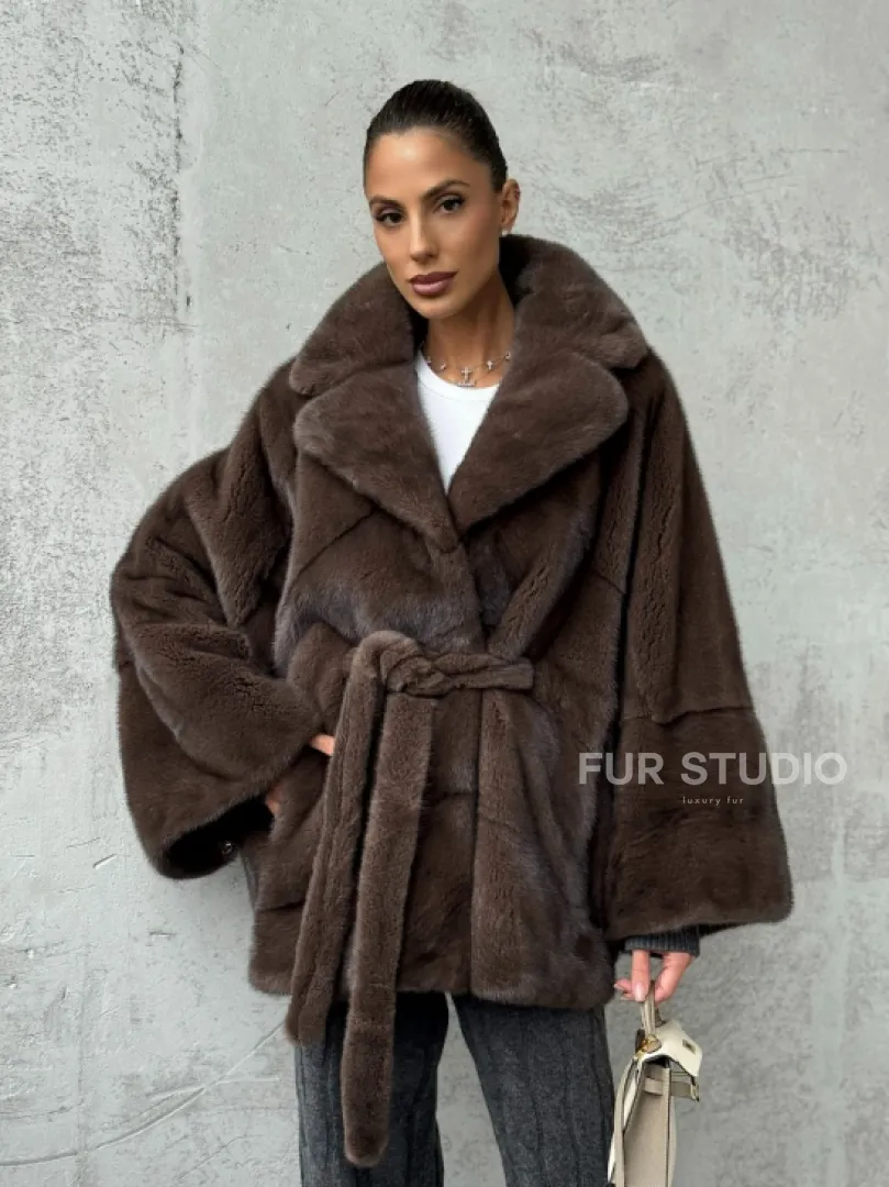 Полушубок норковый с английским воротником - летучка