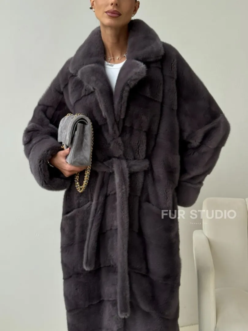 Норковая шуба - графит