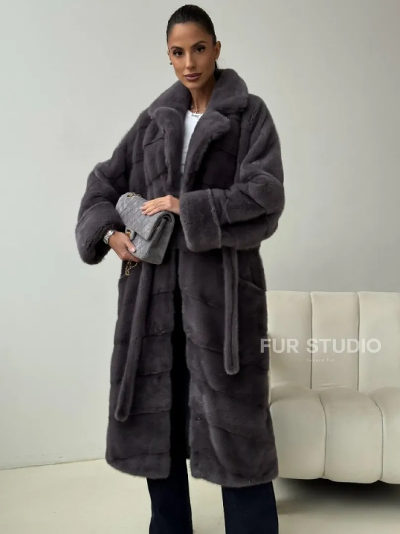 Норковая шуба - графит