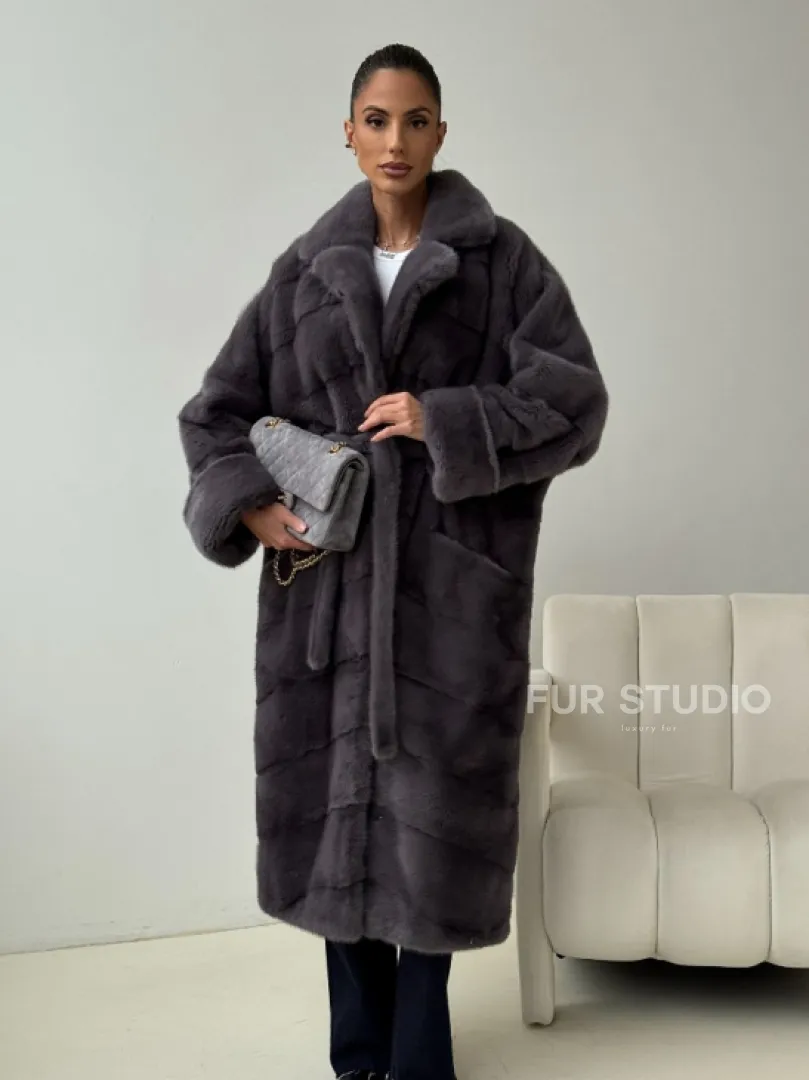 Норковая шуба - графит